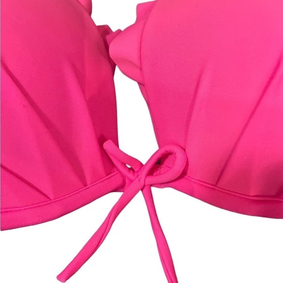 VICTORIA’S Secret Size 34B Bright Pink Bikini Top Ruffle Padded Strap - Picture 3 of 6